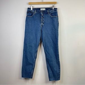 Abercrombie & Fitch The Mom High Rise Curve Love Buttonfly Ankle crop Jeans 8 29